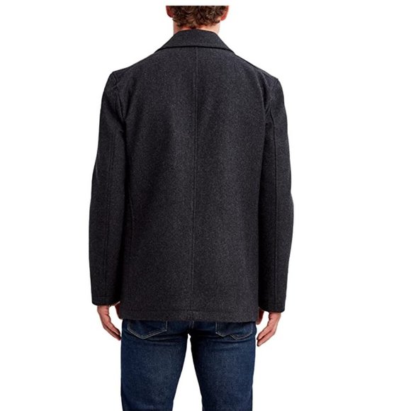 NWT Nautica Men Classic Double Breasted Wool Pea Coat Charcoal Size S $200 8C014 - Picture 2 of 5